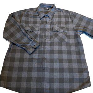 YAGO Men's Plaid Flannel Shirt Shacket Size 4XL Gray Long Sleeve Cozy Outdoors